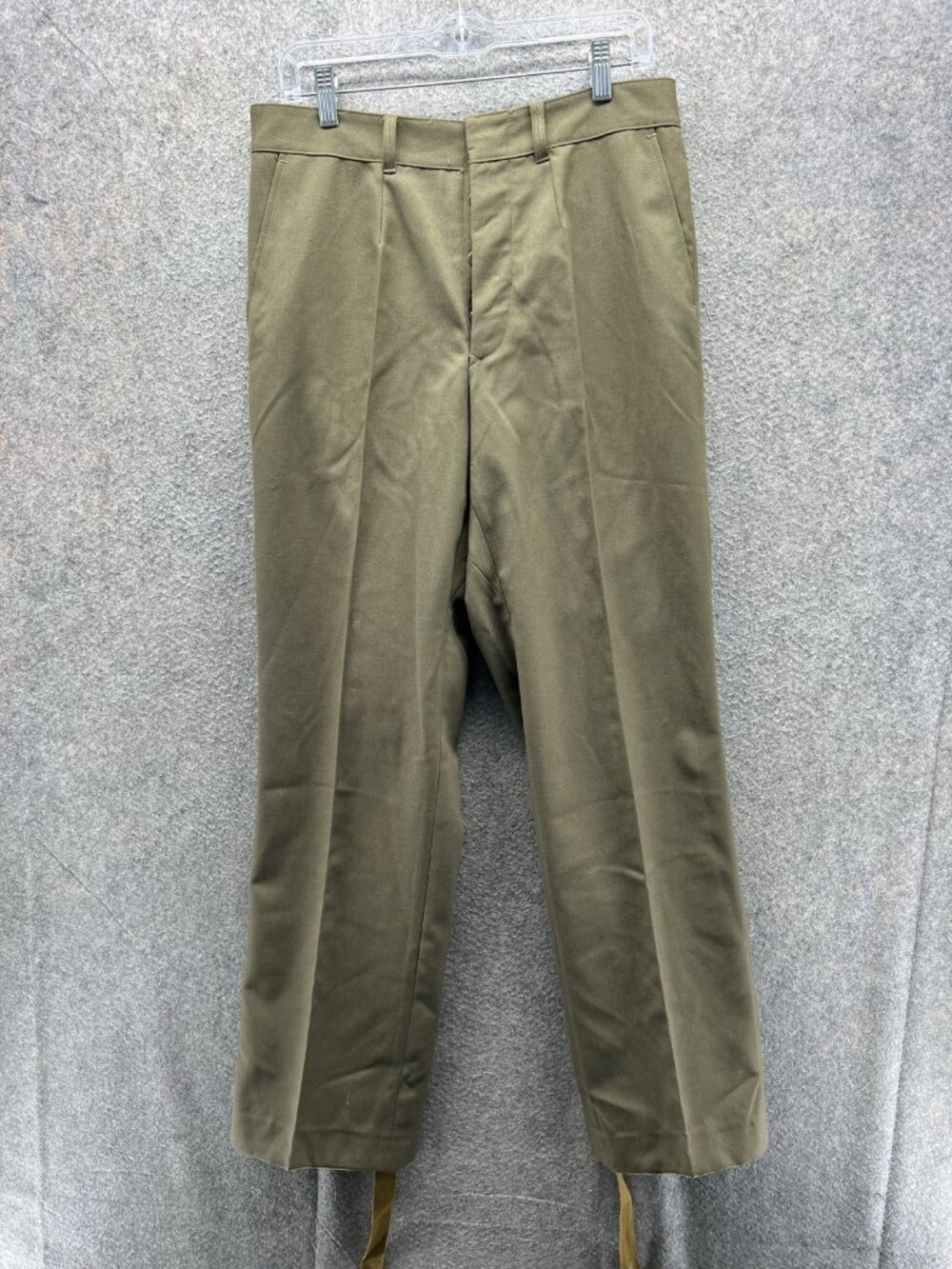 Army Pants Men 32 Green Chino Flat Front Regular Workwear Vintage Straight Army